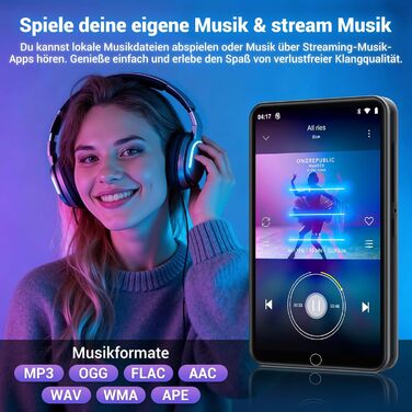 MP3 плеєр 80GB Bluetooth WiFi з Spotify, Hi-Fi Lossless, FM-радіо, E-Book (чорний)