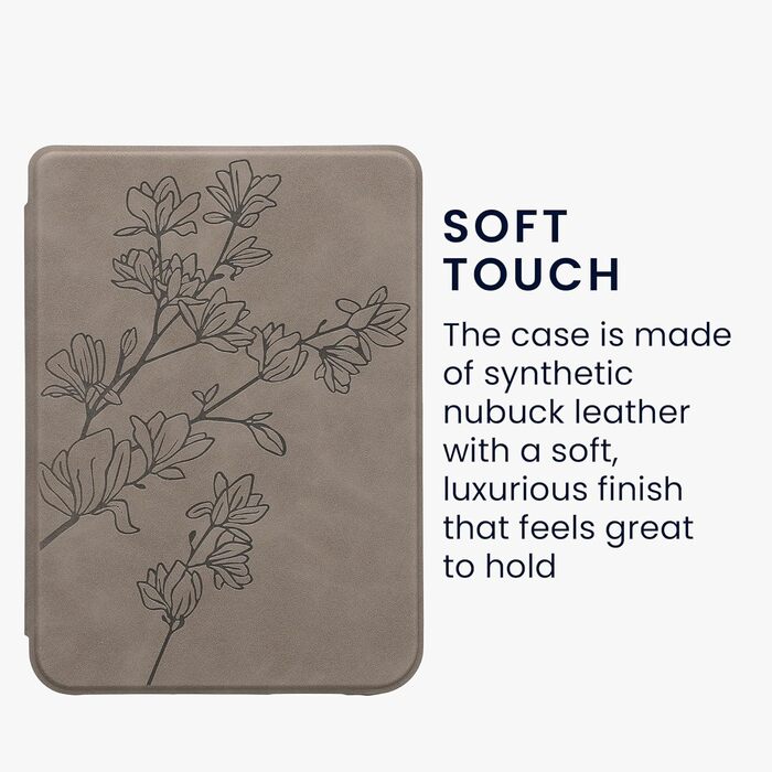 Чохол kwmobile для Kobo Clara BW/Clara Colour/Tolino Shine (5) / Shine Color - чохол з екошкіри, сірий (Magnolien Grau)