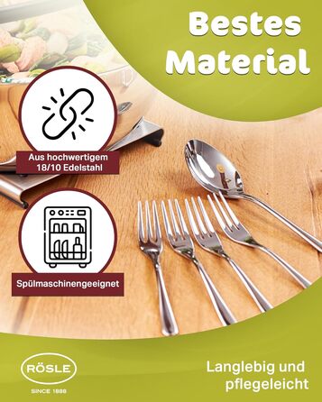 RÖSLE PASSION Cutlery Set for 12 People – 60-Piece Highly Polished Stainless Steel 18/10 Cutlery Set – Premium Dinnerware Set, Dishwasher Safe, in Elegant Gift Box 60-Piece Dinnerware Set