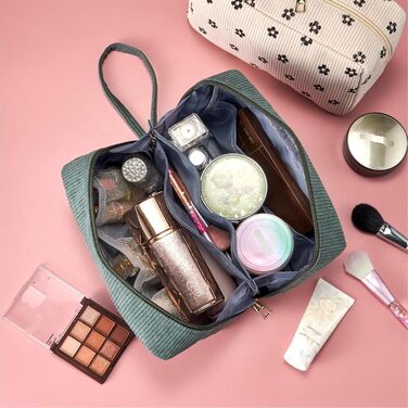 Косметичка жіноча з корду, туристична, для подорожей, зелена (Beige Bowkont)