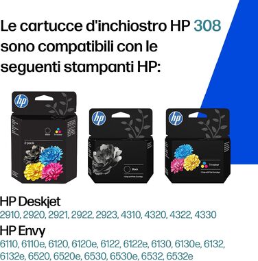 Оригінальний комплект картриджів HP 308 (чорний та кольоровий), 2 шт, нова версія