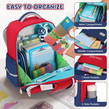 Шкільний рюкзак для дівчаток та хлопчиків, 1-4 клас, ергономічний, з нагрудним ременем, 2025, для дітей 6-10 років, знімний ремінь, світловідбиваючі елементи (червоний)