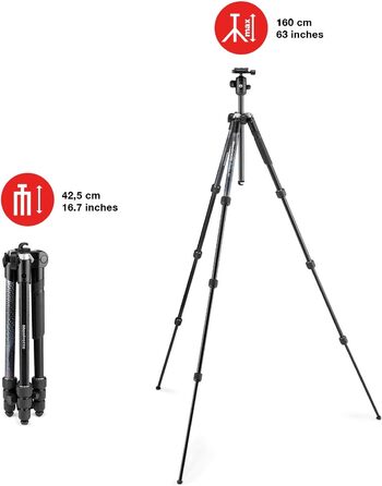 Штатив Manfrotto Element MII з алюмінію, чорний, 4 секції, BH - MKELMII4BK-BH