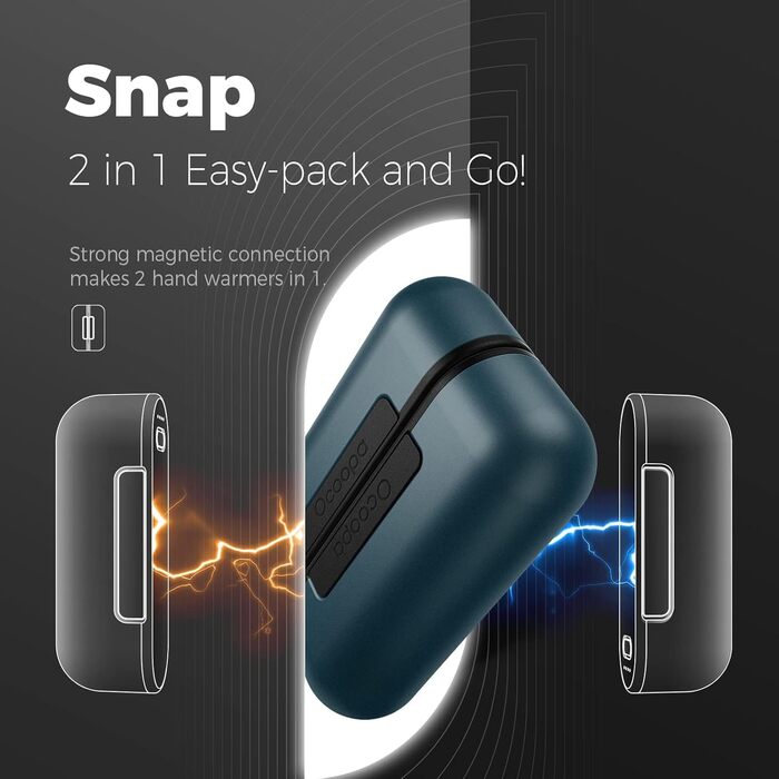 Електричний грієчка OCOOPA UT2s (MagTwins) - 10000 mAh, 4 режими нагріву, Bluetooth, для рук, Outdoor, блакитний