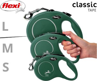 Flexi Classic S рулетка для собак до 15 кг, 5 м, оливковий колір