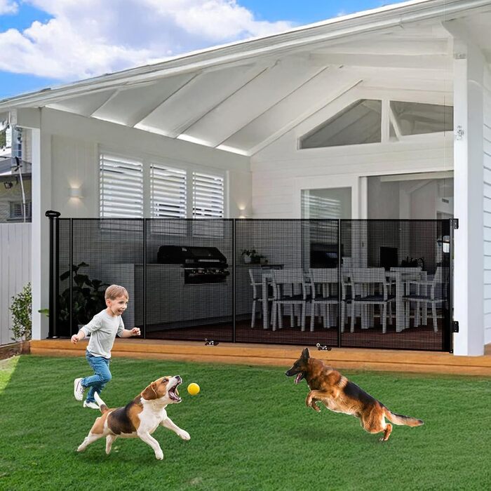 Захисний бар'єр для дитячих воріт, розтяжний 0-150 см, для дітей, котів та собак, для внутрішнього та зовнішнього використання (700 см/Білий)