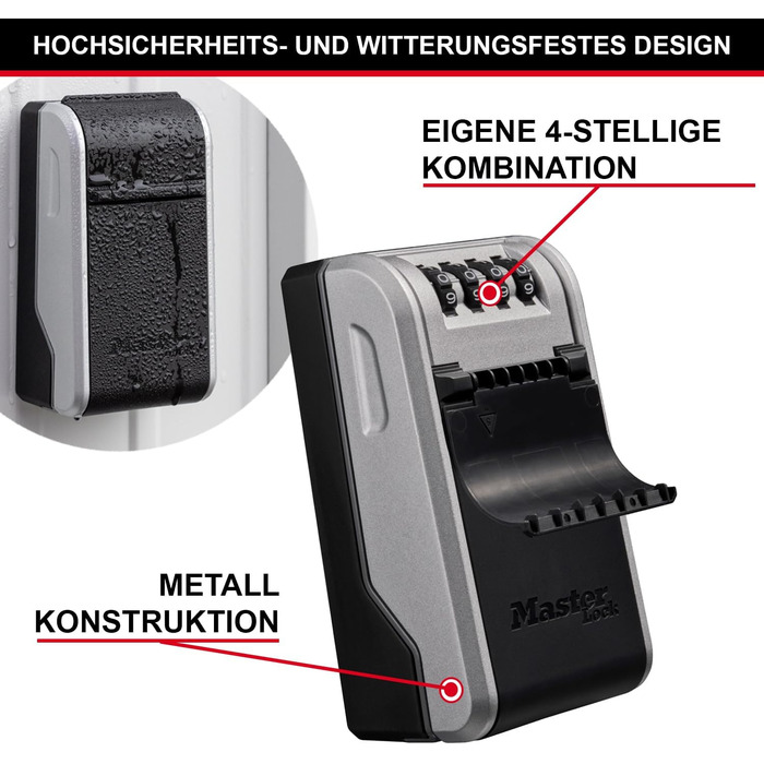 Master Lock Wall Mounted Key Safe - Outdoor Key Storage Box - 11.9 x 8.5 x 3.6 cm