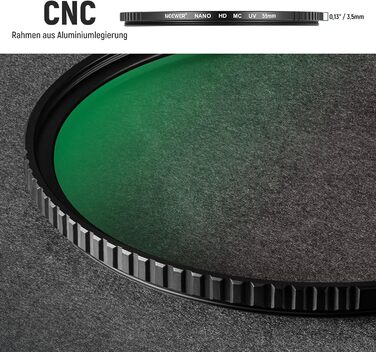 Фільтр NEEWER 55mm MC UV з 24-шаровим покриттям Nano, захисний фільтр з оптичного HD скла, водонепроникний, стійкий до подряпин, ультратонкий алюмінієвий корпус