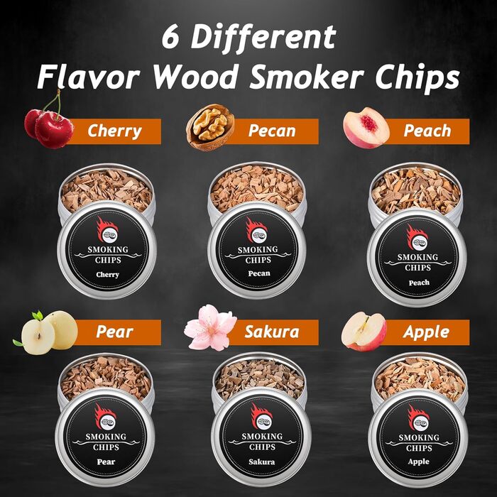 Набір для копчення коктейлів GOLDGE: набір для диму Whiskey з 6 видами тирси, кам'яні димогенератори, подарунок для тата/чоловіка