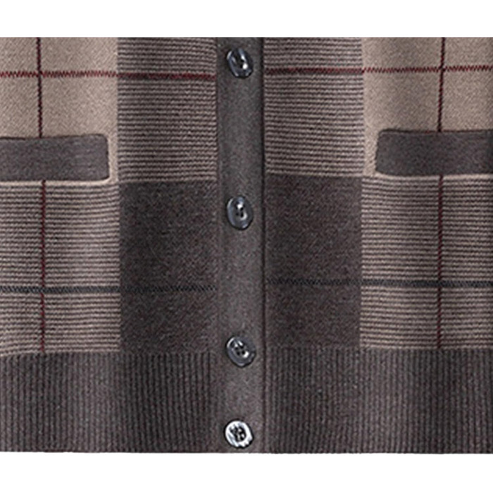 Кардиган чоловічий в стилі аргайл, з ґудзиками, в'язаний, з кишенями, кольору верблюжий (L)