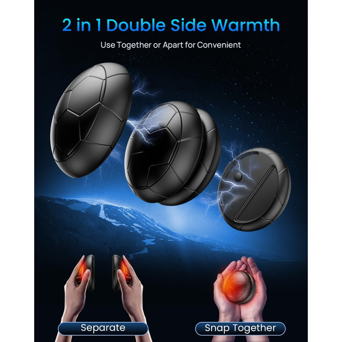 Електричні грілки для рук 2 шт. | USB, 3 режими нагріву, 20 годин тепла, для активного відпочинку та дому, чорний