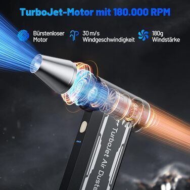 Електричний пилосос для чищення авто та електроніки L8 TurboJet 180 000 об/хв, 8000mAh, комплект