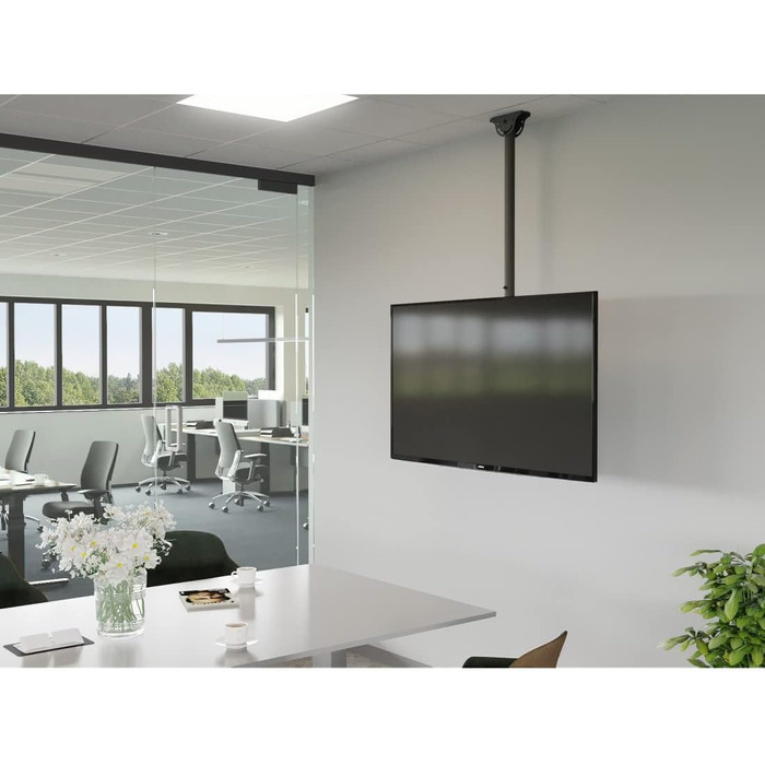 Hama TV Ceiling Mount - Adjustable, Tilting, Swivel, Foldable - Fits TVs 19-65 Inch - Black (Single)