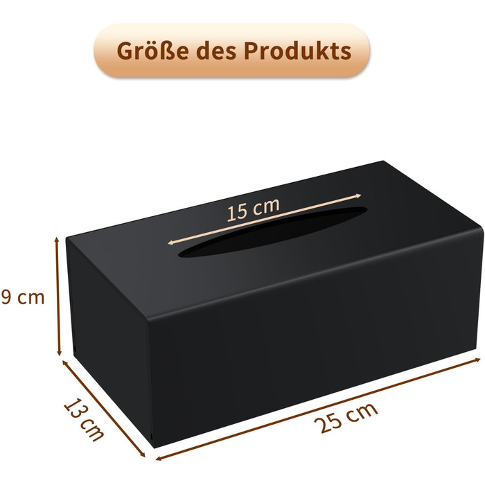 AITEE Acrylic Cosmetic Tissue Box: 25×13×9 cm Matte Black Tissue Box with Magnetic Cover for Dining Room, Bathroom, Bedroom, Office, Coffee Table, Car