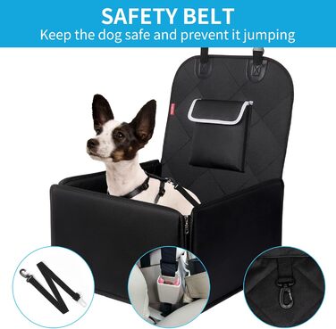 Автокрісло для собак Tamowa, чорне, для собак малого та середнього розміру, з ременями безпеки, водовідштовхувальне