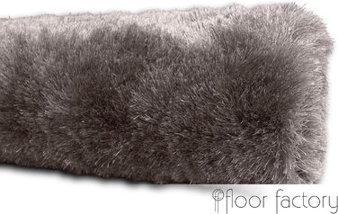 Шкіряний килим Floor Factory з високим ворсом Шэггі, Сатин / Кремовий, 140x200 см - елегантний, з шовковистим блиском