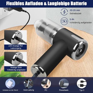 Акумуляторний пилосос AGARLE для авто, ручний міні-пилосос, багатофункціональний з насадкою, для видалення шерсті тварин, потужність 6000 Па