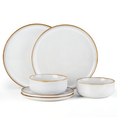 Набір посуду E-far Steingut на 4 особи (18 предметів), сучасний керамічний посуд, чорний матовий, придатний для мікрохвильової печі та посудомийної машини