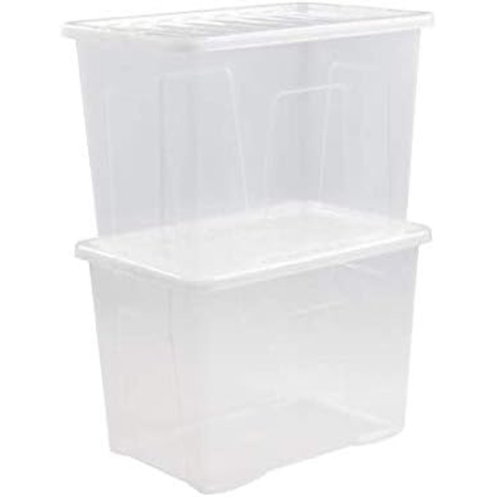 Прозорі пластикові коробки для зберігання Wham Crystal з кришкою, 80 л, набір 5 шт., прямокутні, 60x40x42 см, виготовлені у Великобританії
