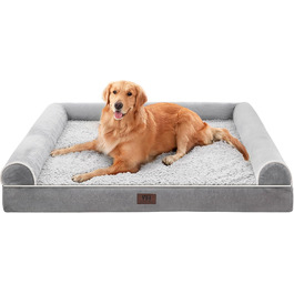 WESTERN HOME Dog Bed Dog Basket Large Dogs Orthopedic Dog Bed Dog Sofa Waterproof 106x76x10cm Dog Beds with Washable Cover Dog Basket Large Dogs, Grey