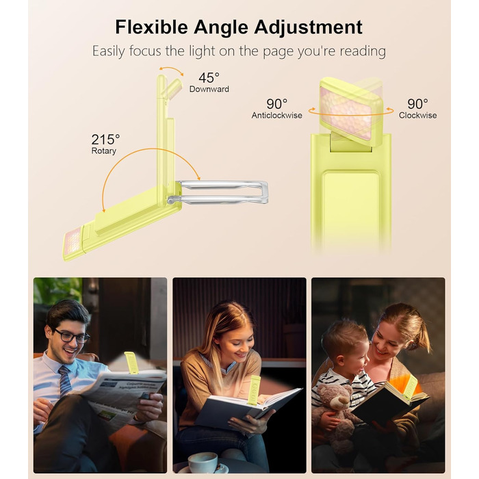 LED лампа для читання Gritin з кріпленням, USB-C, регульоване світло, 3 режими, без напруження для очей, для читання в ліжку, кут налаштування, для любителів книг (Смарагдово-зелений)