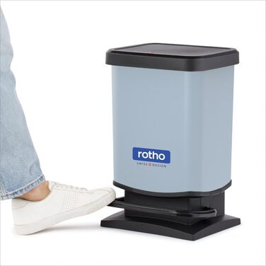 Відро для сміття Ho Paso 20л з кришкою, пластик (PP перероблений), BPA-free, блакитне