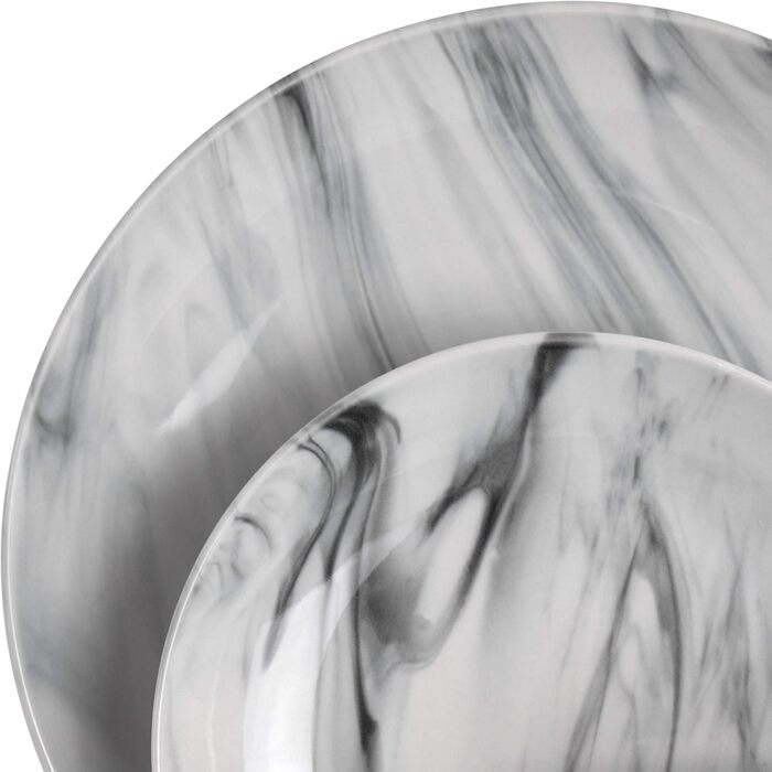 Набір посуду Elama, 16 предметів, чорно-білий мармур, глянцевий