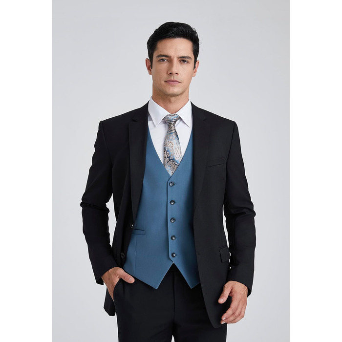 Чоловіча жилетка Enision для ділового стилю та вечірніх подій, однотонна жилетка з кишенями, розміри XS-4XL, колір: морський/блакитний