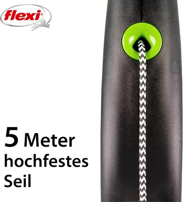 Flexi® Roll-Leine для собак до 20 кг, 5 м, чорний/зелений, M