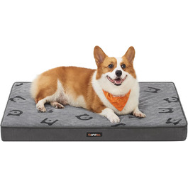 Ліжко для собак Feandrea, знімний водонепроникний матрац, розмір M (76 x 51 x 8 см), для маленьких та мініатюрних собак, сірий, PGW241G01
