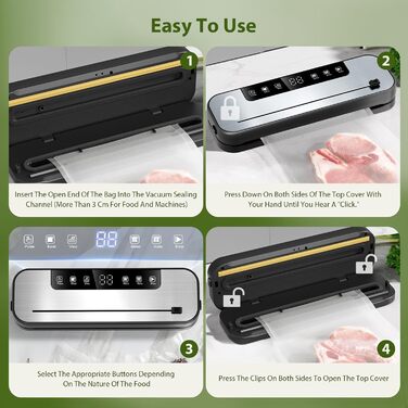 Вакуумний апарат Automatik 6-в-1 для продуктів харчування, з 50 пакетами, цифровий таймер, для сухих та вологих продуктів