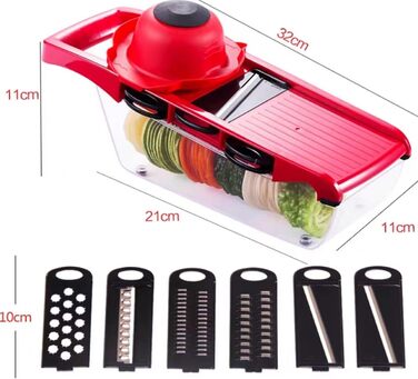 Нарізчик овочів Mandoline: набір з 6 лез з нержавіючої сталі для картоплі, помідорів, цибулі та сиру