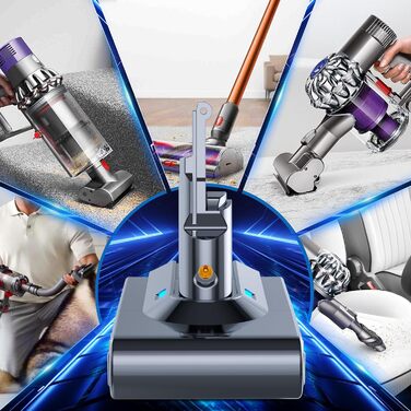 Акумулятор Powtree 6000mAh для пилососа Dyson V8 Absolute Animal Fluffy Motörhead Exclusive, сумісний з Dyson V8. Комплект: акумулятор, 2 фільтри, викрутка, 3 шурупи, щітка.
