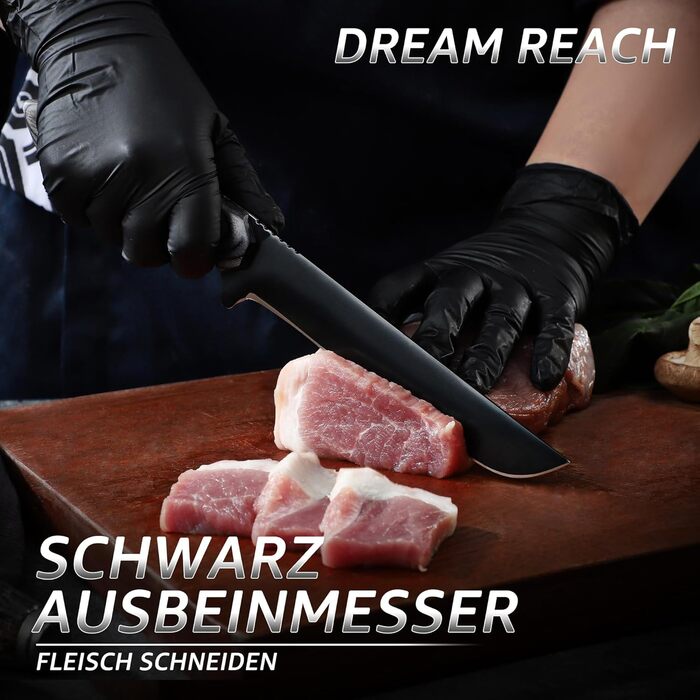 Набір кухонних ножів Dream Reach 6 предметів з точильним каменем. Повний набір для кухні, BBQ, подарунок батькам. Включає ніж для обробки риби.