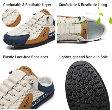 Чоловічі літні кросівки-мюлі Slip-on: дихаючі спортивні капці з сітки, темно-зелені, розмір 43