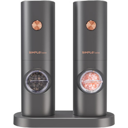 Електричні мельниці для спецій SIMPLETASTE 2 шт. з регульованим керамічним жорном, ABS-пластик, живлення від батарейок AAA