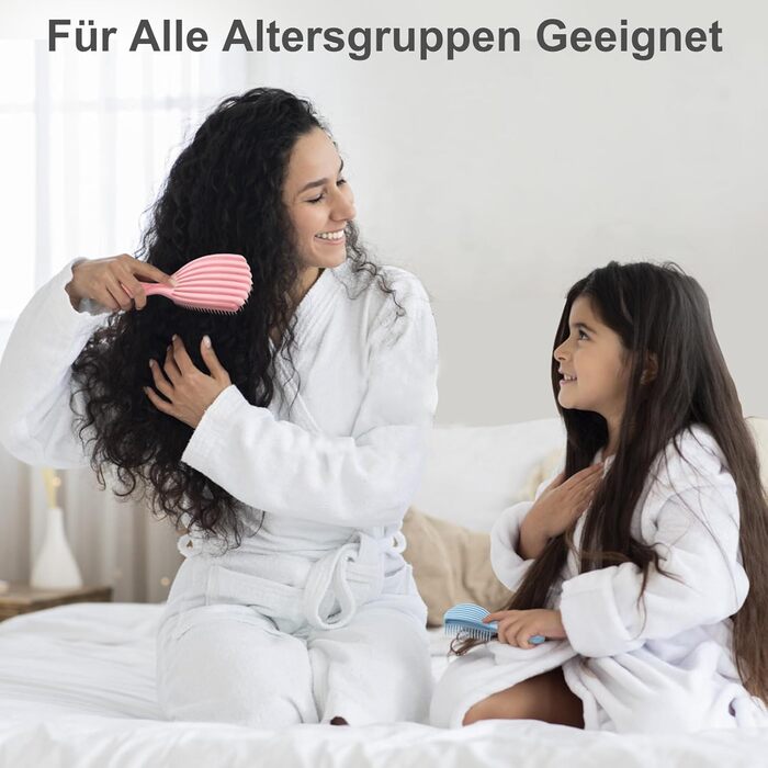 Щітка для кучерявого волосся: розплутування, розгладження, для мокрого та сухого волосся, зменшення пошкоджень, для жінок, чоловіків, дітей (Рожевий/Блакитний)