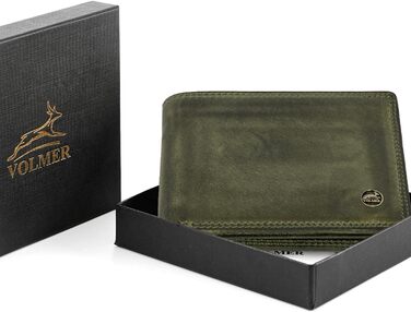 Чоловічий гаманець Volmer Leder з RFID-захистом, міцний подвійний шов (9+4 картки - Оливковий)