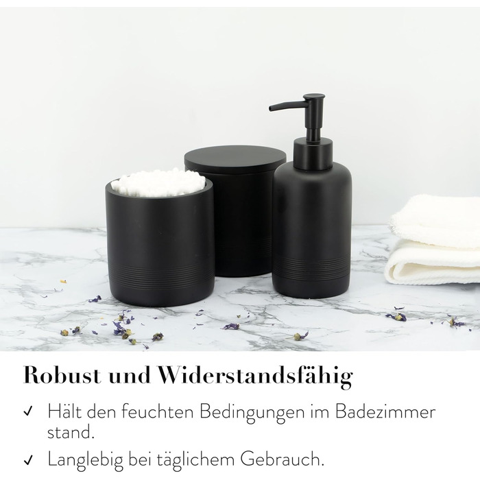 Набір аксесуарів для ванної кімнати ZCCZ 6 предметів – органайзер для ванної з тримачем для зубних щіток, дозатором мила, поличкою для косметики та 2 тримачами для ватних паличок – Сучасна чорно-матова декор для ванної кімнати