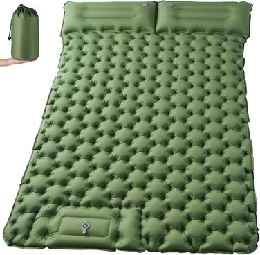Isomatte Self-Inflating Camping Mat for 2 People - Thick & Extended Sleeping Pad with Air Pump - Lightweight Travel Mat for Camping, Hiking, Beach