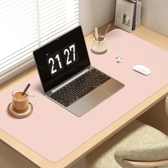 Підкладка для столу Vicwe з екошкіри PU, 80x40 см, рожева - килимок для миші, захист для офісу та дому