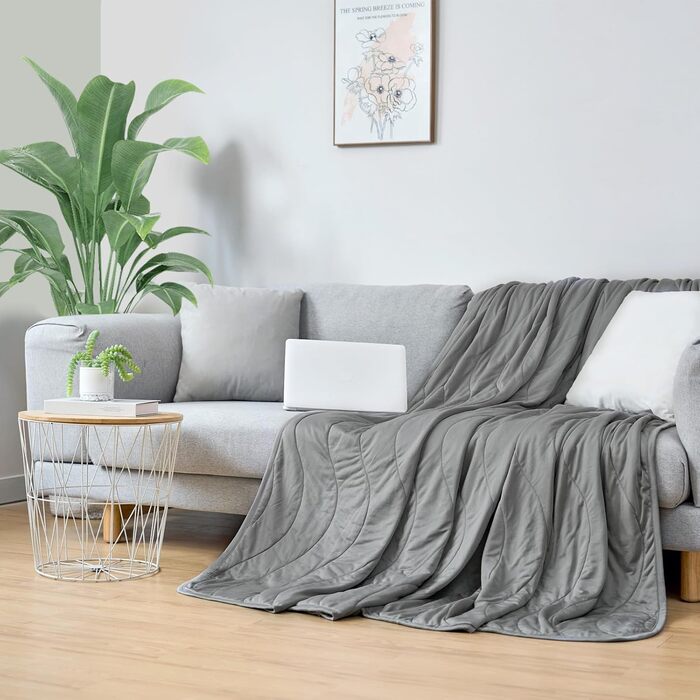 Laneetal легка літня охолоджуюча ковдра Arc-Chill Q-Max >0,45, самохолодна, сіра, 200x220 см, для спальні, дивана, подорожей