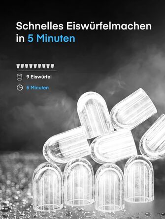 Машина для приготування льоду FOHERE, 14 кг/24 год, 9 кубиків за 5 хвилин, самоочисна, з лопаткою та кошиком, 2 розміри кубиків, для дому/офісу/бару/RV