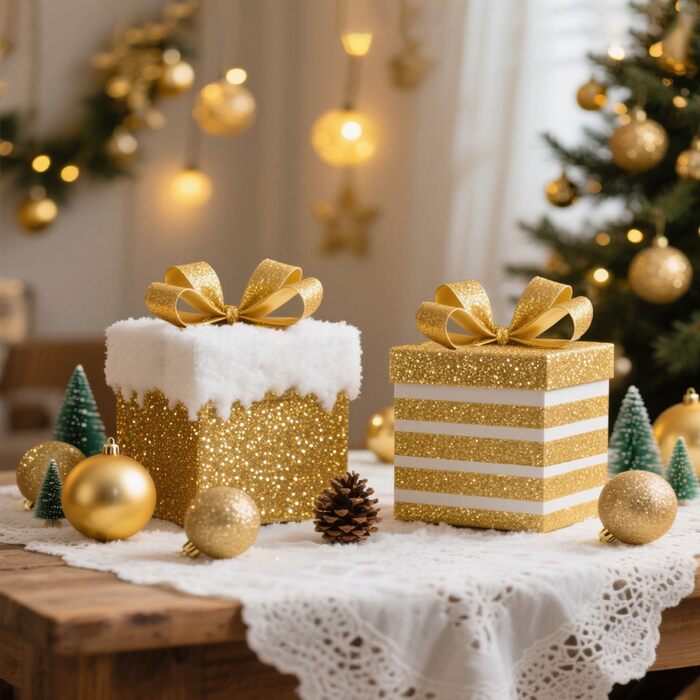 Набір прикрас для ялинки 101 шт. Кульоні з пластику, рожеве золото, матові, блискучі, з шишками та стрічками для декору ялинки, святкування, дому (золотий)