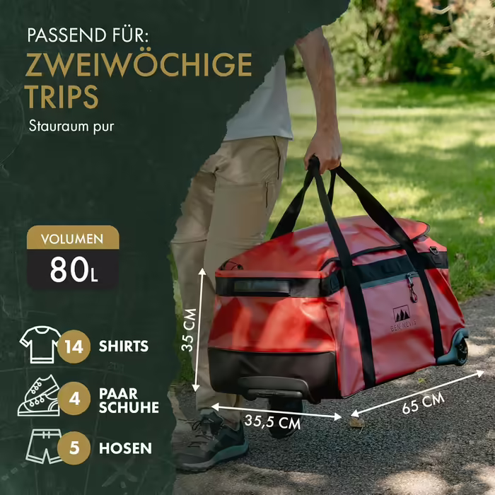BEN NEVIS ORIGINAL 80L Travel Bag with Wheels – XXL Foldable Travel & Sports Bag, Water-Repellent, Robust & Space-Saving