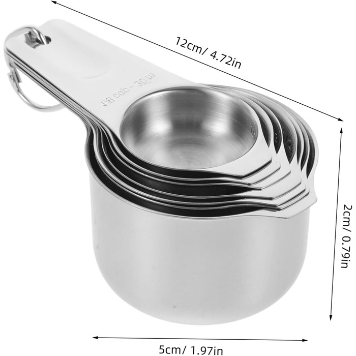 4-Piece Baking Tool Set: Spatula Holder Clip, Coffee Measuring Spoon, Measuring Cup, Mug, Shot Glass, Measuring Pitcher, Cup Sizes, Large Cup, Silver, Stainless Steel