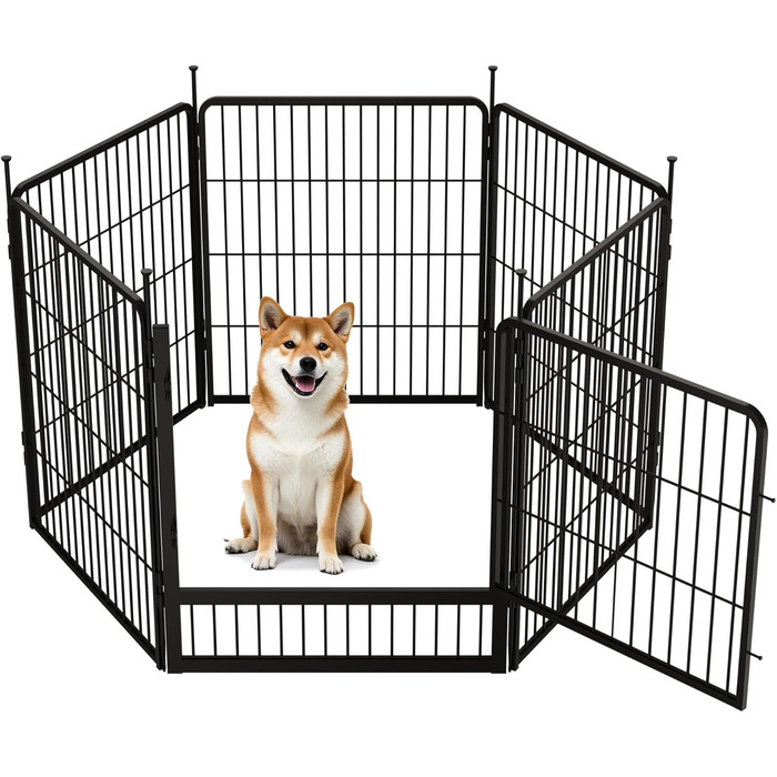 Стійка для цуценят SunsGrove 60 см, важкий металевий загон для собак, чорний, без інструментів, 6 частин (68 x 80 см)