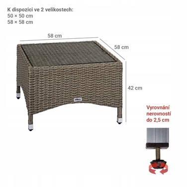 Квадратний стіл Stilista з техноротанга, 58 x 58 x 42 см