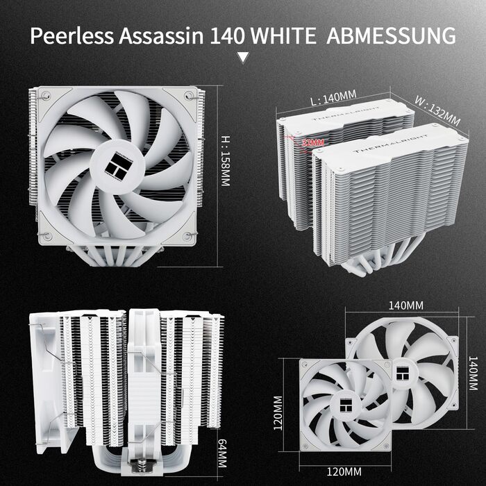 Thermalright Peerless Assassin 140 Black - Кулер для CPU з 6 Heatpipes, Dual-PWM вентилятор, для AM5/AM4 та Intel LGA 1700/1851