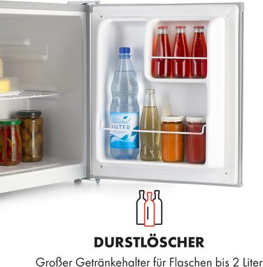 Klarstein Neo Silver Mini Fridge - 23L Compact Refrigerator for Drinks & Skincare - Quiet Operation, Adjustable Shelf